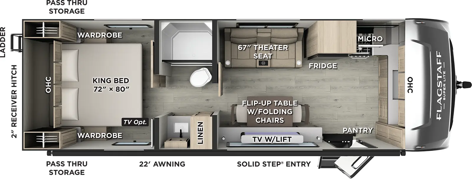 Flagstaff Super Lite Travel Trailers 30FKT Floorplan